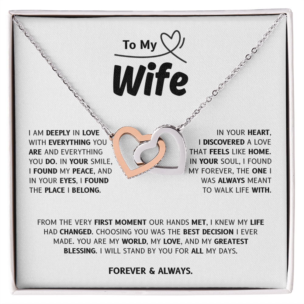 To My Wife | My World, My Love, My Blessing | Interlocking Hearts Necklace