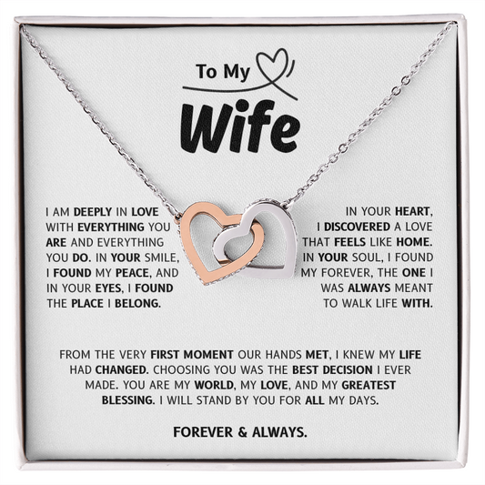 To My Wife | My World, My Love, My Blessing | Interlocking Hearts Necklace