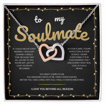 To My Soulmate | My Heart Found Its Forever With You | Interlocking Hearts Necklace