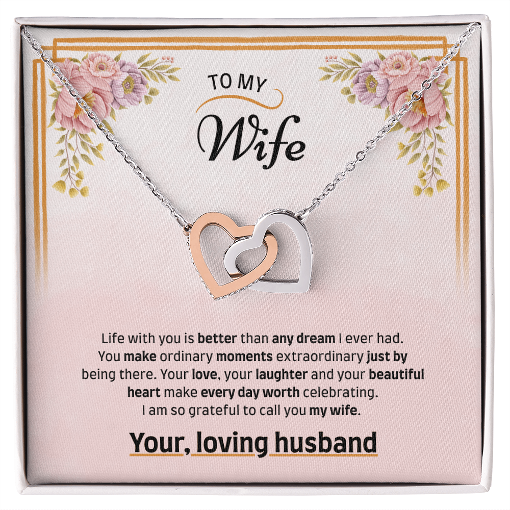 To My Wife | Grateful to Call You Mine | Interlocking Hearts Necklace