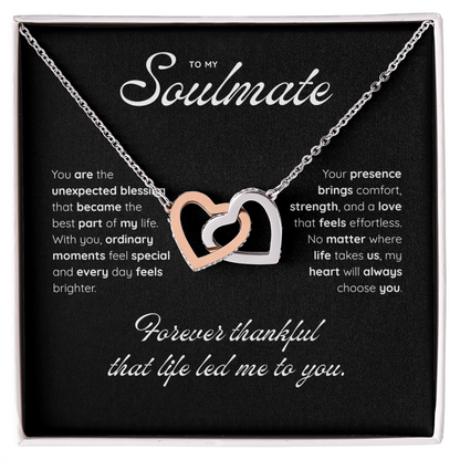 To My Soulmate | My Heart Found Its Match | Interlocking Hearts Necklace
