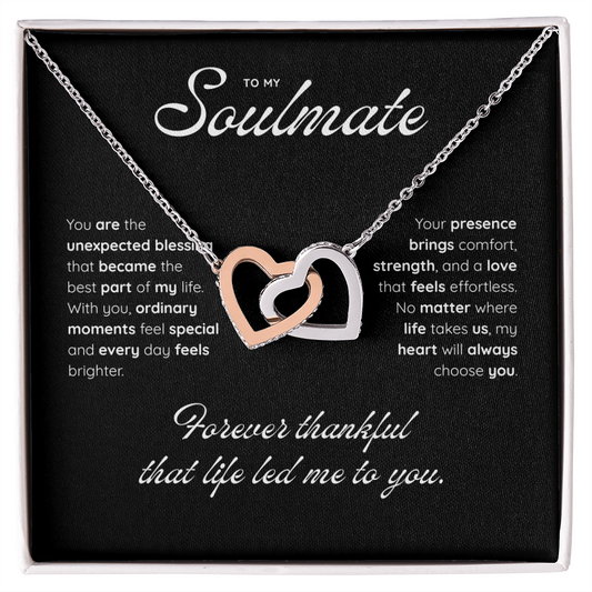To My Soulmate | My Heart Found Its Match | Interlocking Hearts Necklace