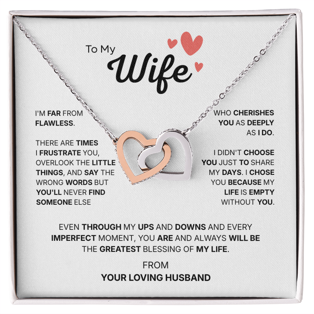 To My Wife | Chosen With All My Heart | Interlocking Hearts Necklace