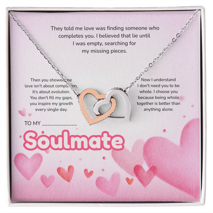 To My Soulmate | Love Led Me to You | Interlocking Hearts Necklace