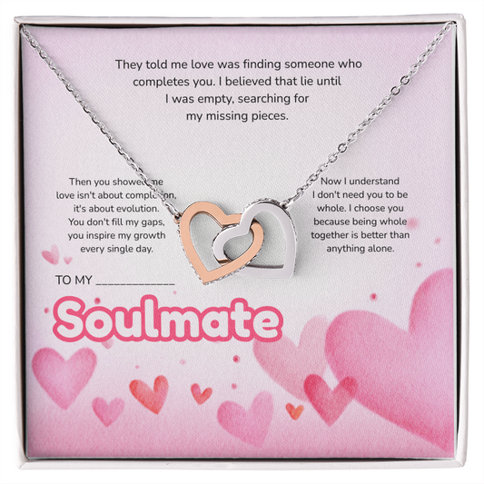 To My Soulmate | Love Led Me to You | Interlocking Hearts Necklace
