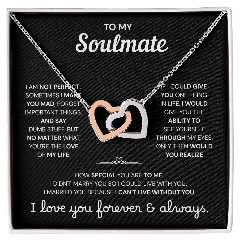 To My Soulmate | A Meaningful Love Gift | Interlocking Hearts Necklace