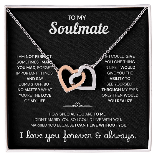 To My Soulmate | A Meaningful Love Gift | Interlocking Hearts Necklace