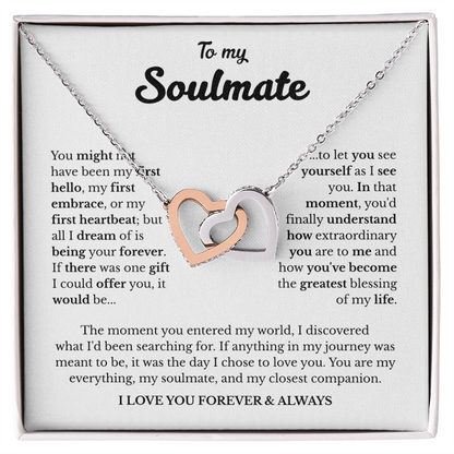 To My Soulmate | A Love Meant to Be | Interlocking Hearts Necklace