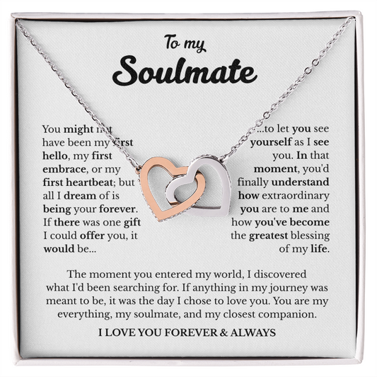 To My Soulmate | A Love Meant to Be | Interlocking Hearts Necklace