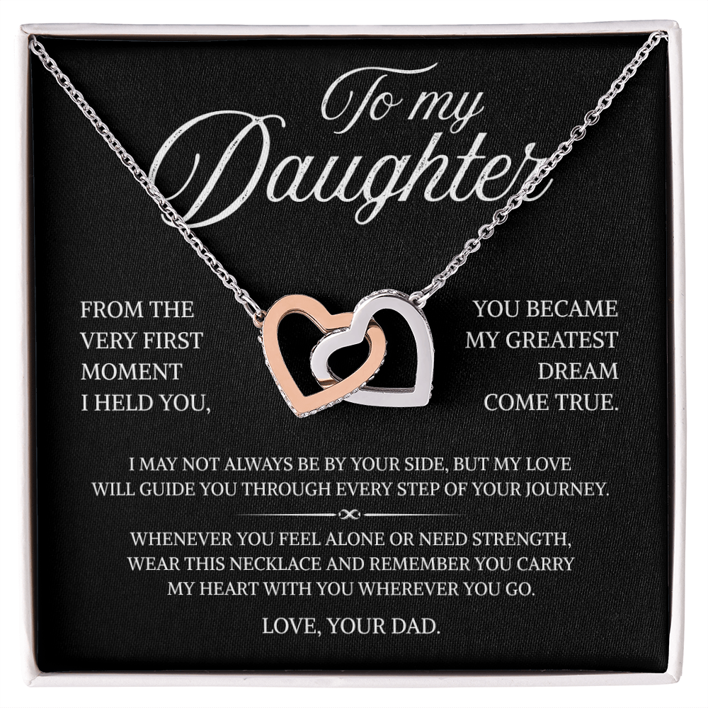 To My Daughter | A Father's Love That Guides You | Interlocking Hearts Necklace
