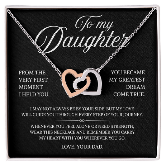 To My Daughter | A Father's Love That Guides You | Interlocking Hearts Necklace