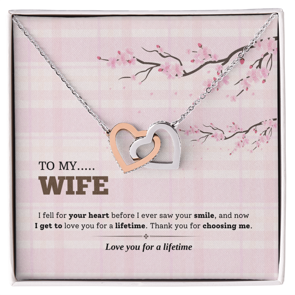 To My Wife | Love You for a Lifetime | Interlocking Hearts Necklace