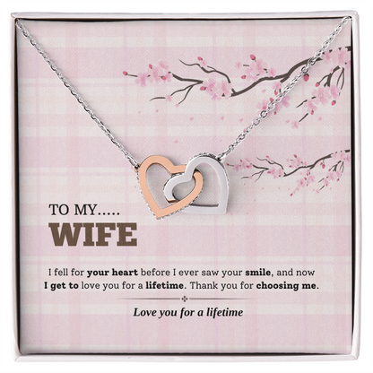 To My Wife | Love You for a Lifetime | Interlocking Hearts Necklace