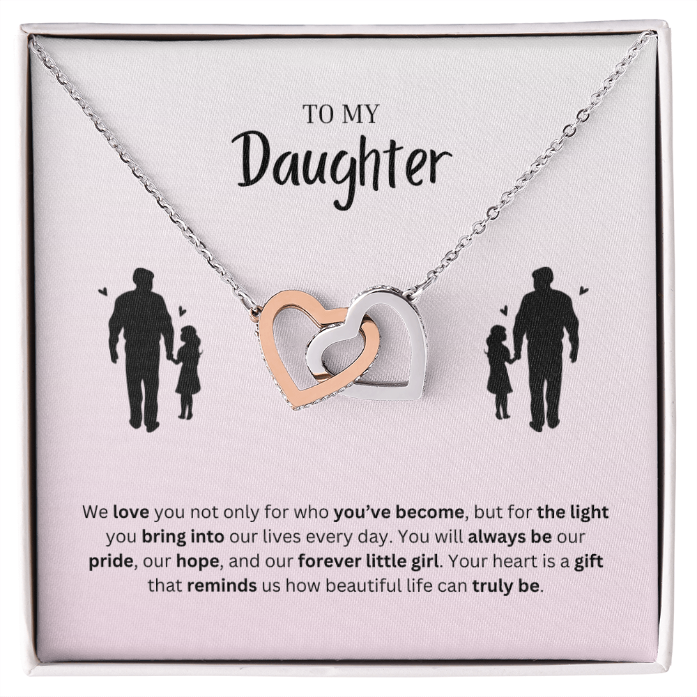 To My Daughter | You Make Life More Beautiful | Interlocking Hearts Necklace