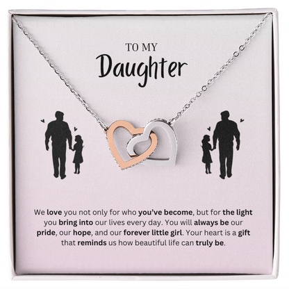To My Daughter | You Make Life More Beautiful | Interlocking Hearts Necklace