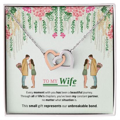 To My Wife | Our Unbreakable Bond | Interlocking Hearts Necklace
