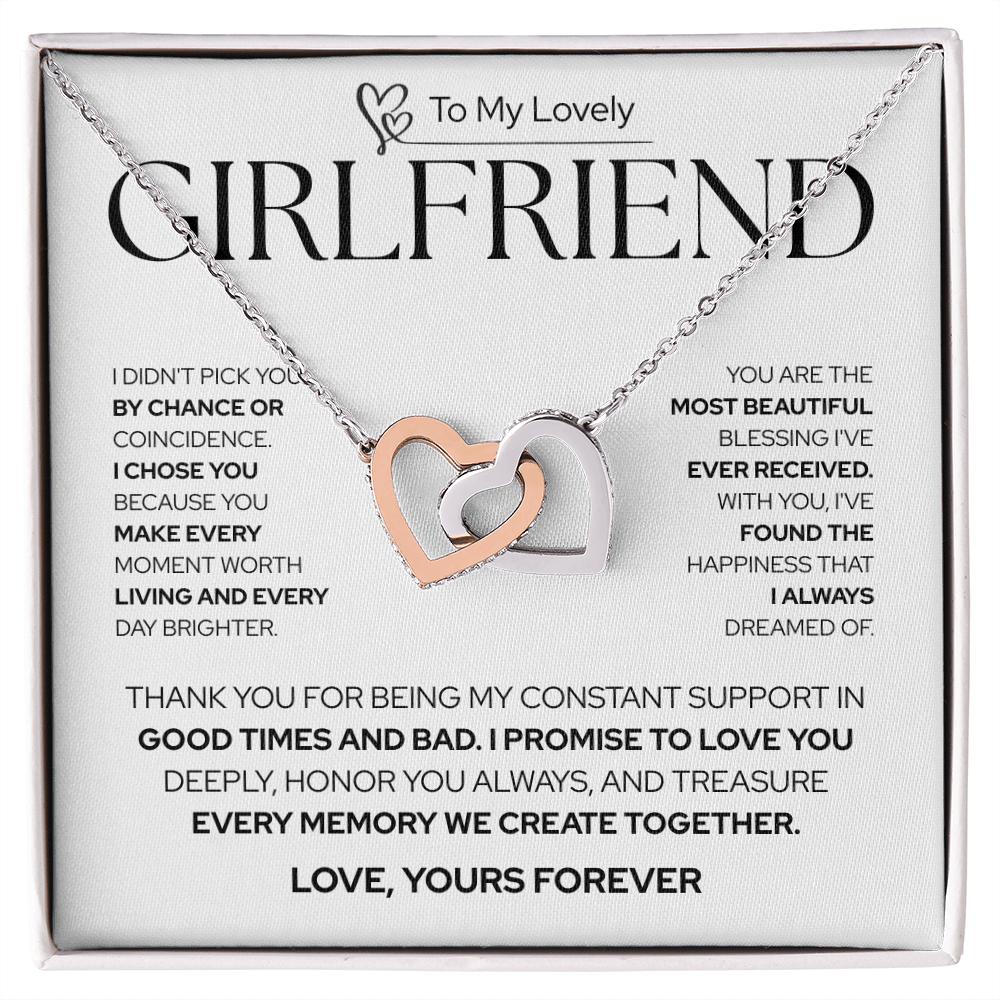 To My Girlfriend | Not by Chance, But by Choice | Interlocking Hearts Necklace
