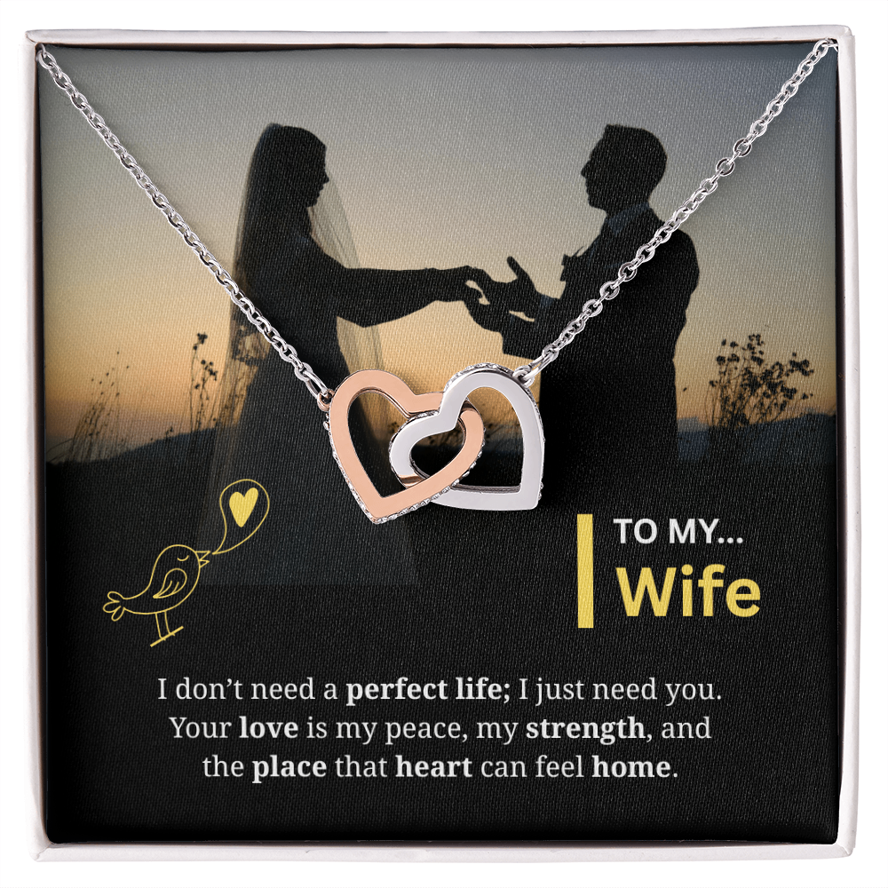 To My Wife | My Heart Feels Home With You | Interlocking Hearts Necklace