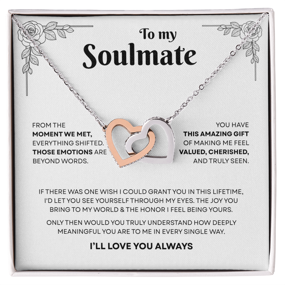 To My Soulmate | A Bond That Means Everything | Interlocking Hearts Necklace