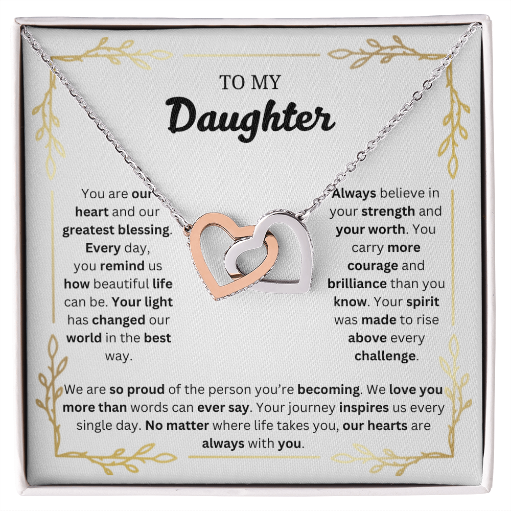 To My Daughter | Proud of the Person You're Becoming | Interlocking Hearts Necklace