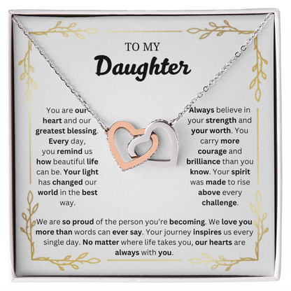 To My Daughter | Proud of the Person You're Becoming | Interlocking Hearts Necklace