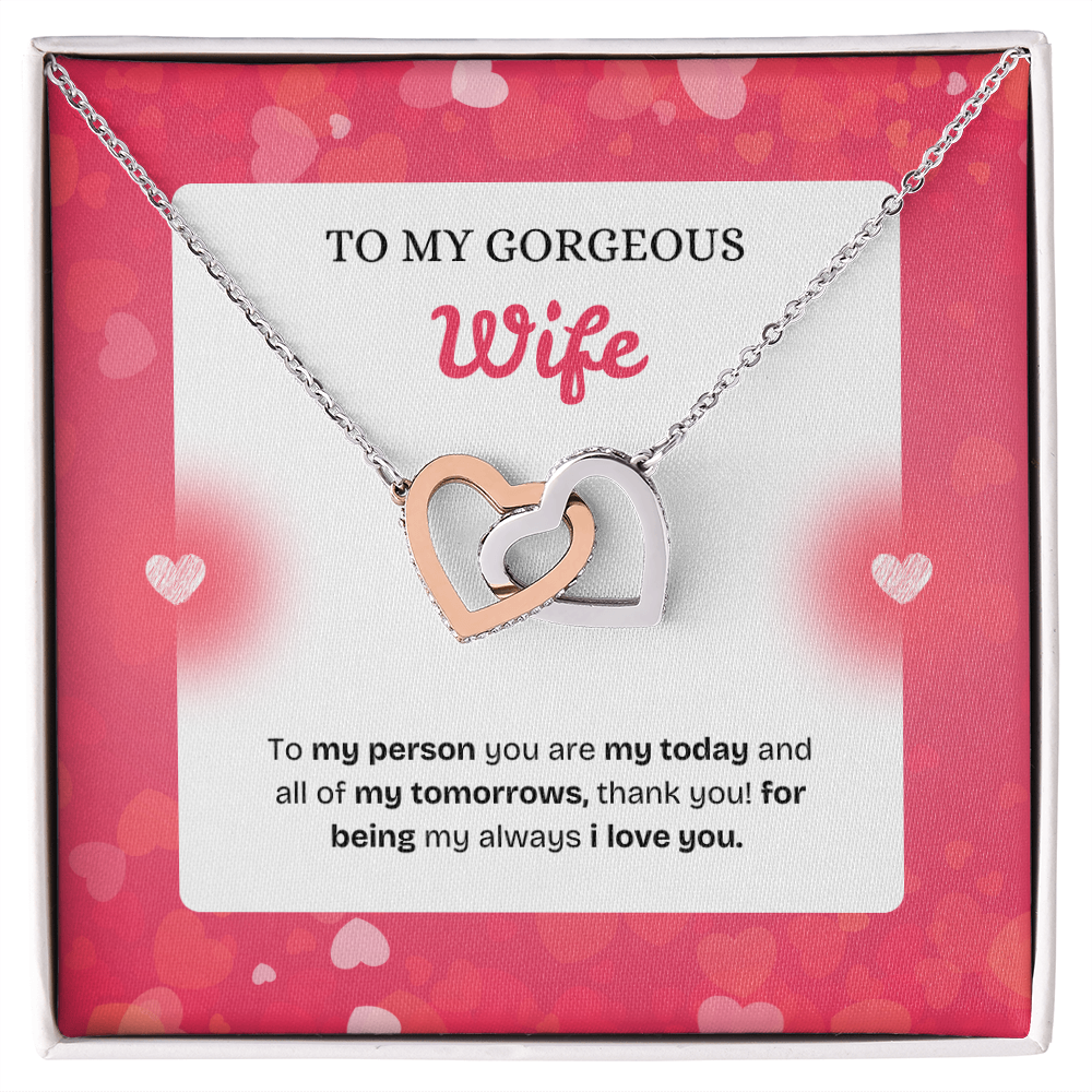To My Wife | Thank You for Being My Forever | Interlocking Hearts Necklace