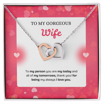 To My Wife | Thank You for Being My Forever | Interlocking Hearts Necklace