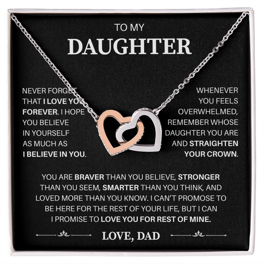 To My Daughter | Believe In Yourself Always | Interlocking Hearts Necklace