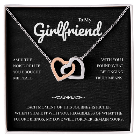 To My Girlfriend | Sharing Every Moment, Loving You Always | Interlocking Hearts Necklace