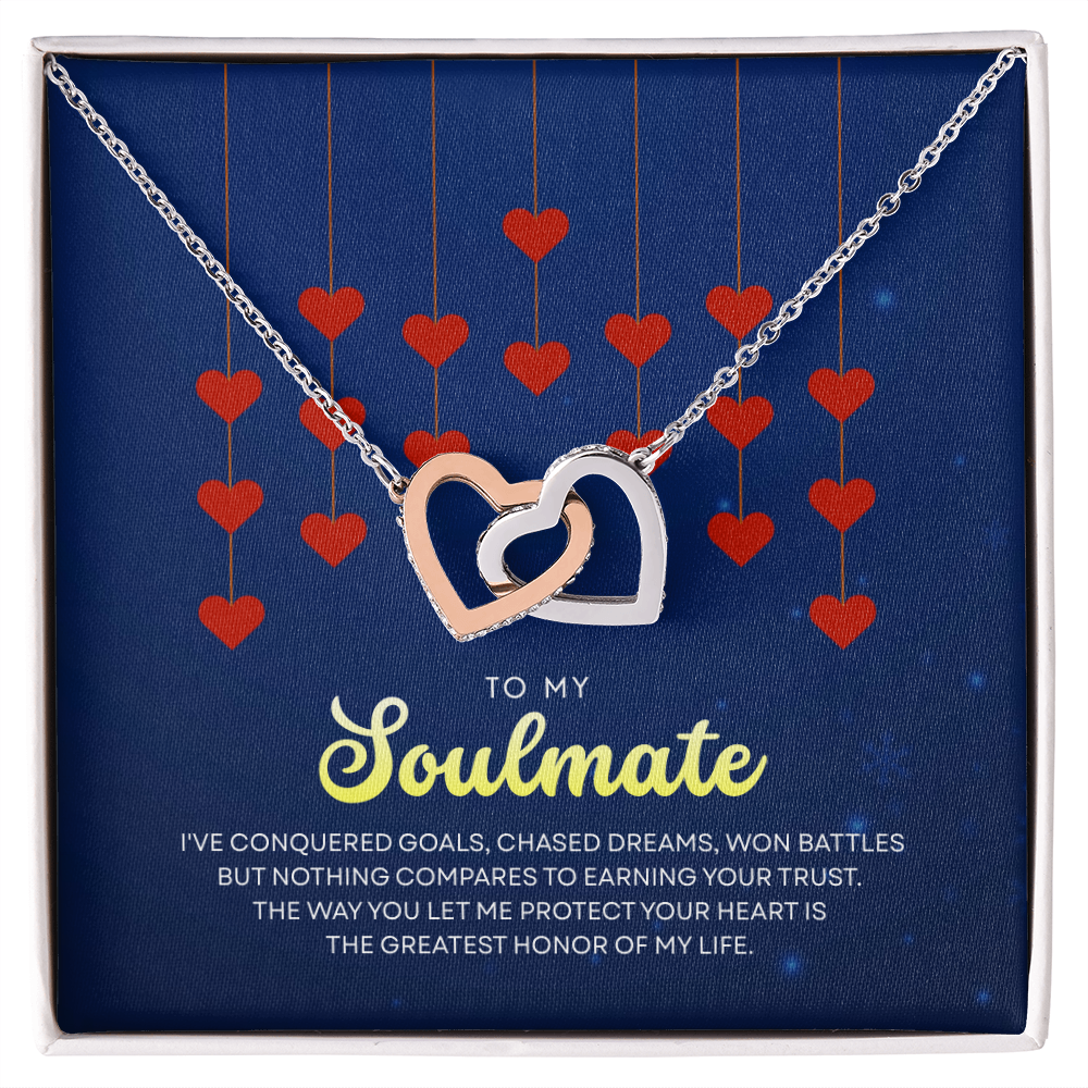 To My Soulmate | With You, Love Makes Sense | Interlocking Hearts Necklace