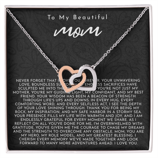 To My Mom | My Guiding Light | Interlocking Hearts Necklace