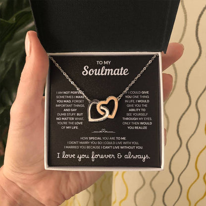 To My Soulmate | A Meaningful Love Gift | Interlocking Hearts Necklace
