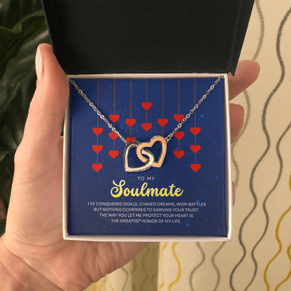 To My Soulmate | With You, Love Makes Sense | Interlocking Hearts Necklace