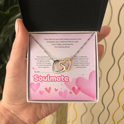 To My Soulmate | Love Led Me to You | Interlocking Hearts Necklace