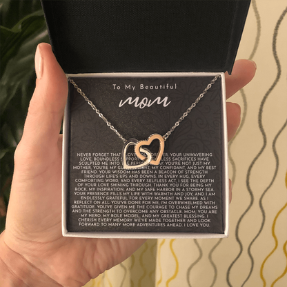 To My Mom | My Guiding Light | Interlocking Hearts Necklace