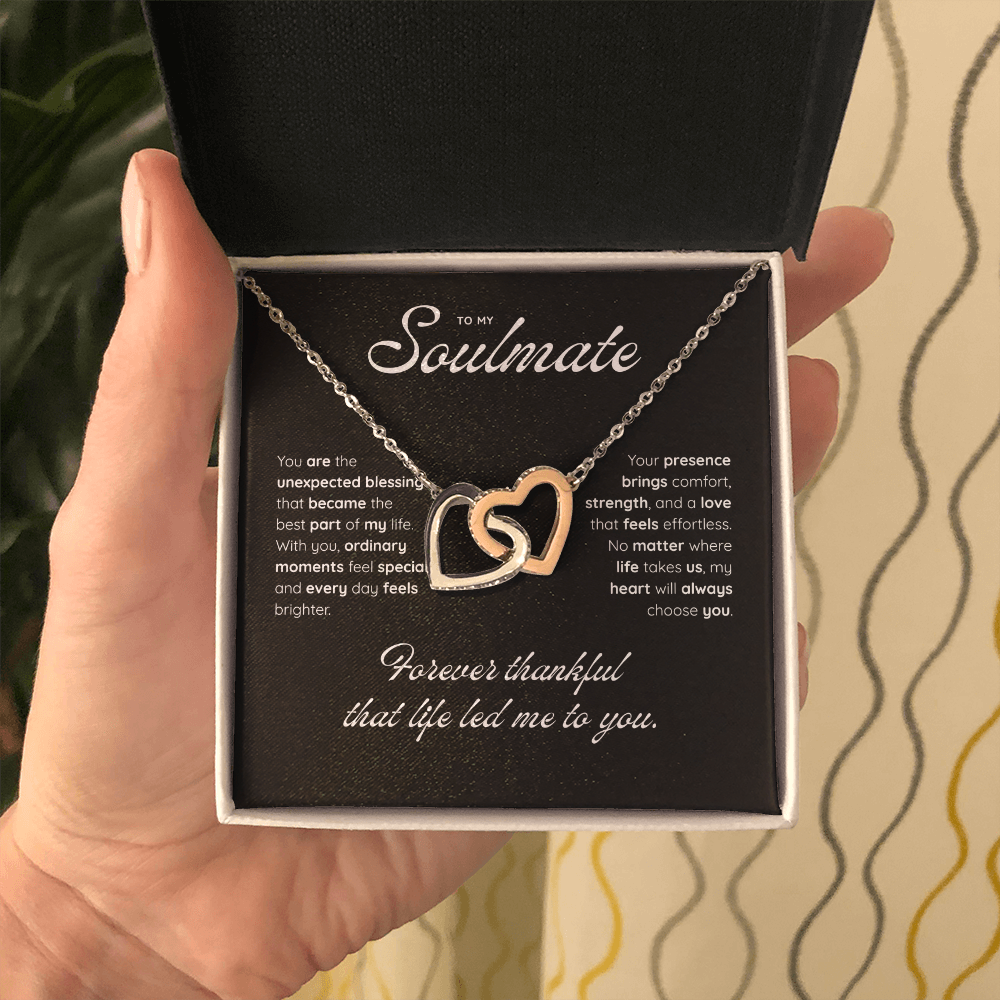To My Soulmate | My Heart Found Its Match | Interlocking Hearts Necklace