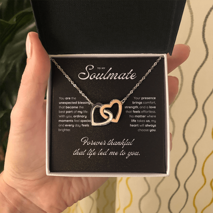 To My Soulmate | My Heart Found Its Match | Interlocking Hearts Necklace