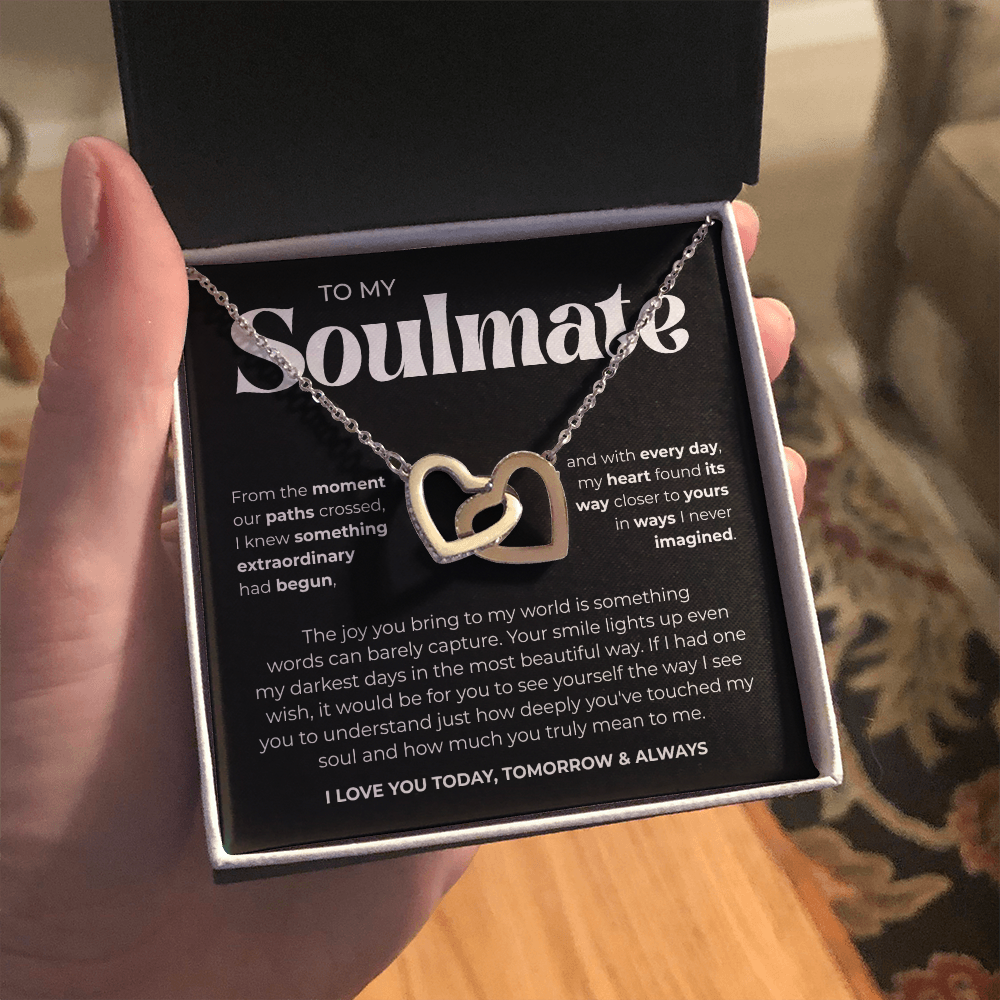 To My Soulmate | Our Story Is My Favorite | Interlocking Hearts Necklace