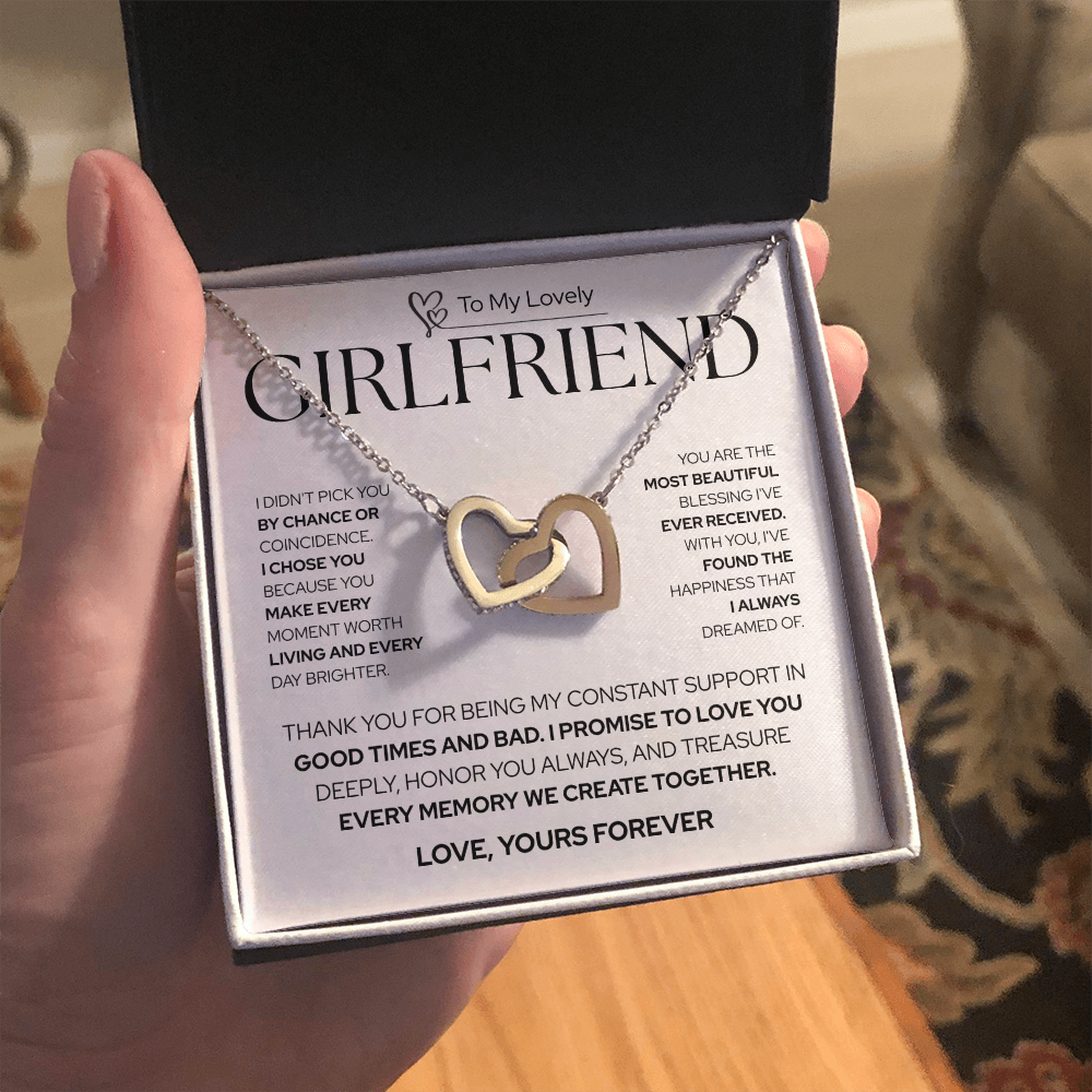 To My Girlfriend | Not by Chance, But by Choice | Interlocking Hearts Necklace