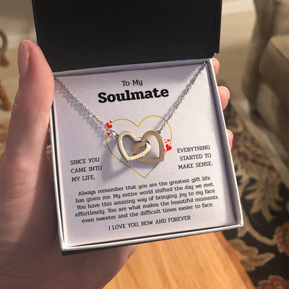 To My Soulmate | You Are My Greatest Gift | Interlocking Hearts Necklace