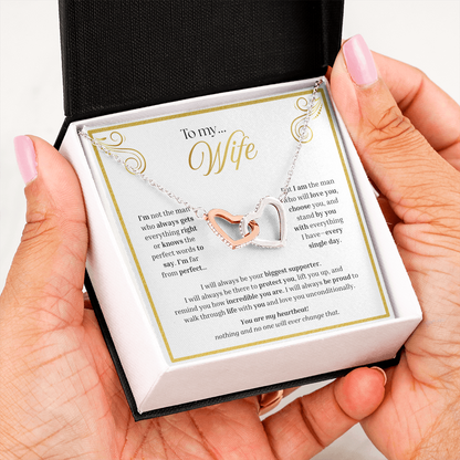 To My Wife | My Unconditional Love for You | Interlocking Hearts Necklace