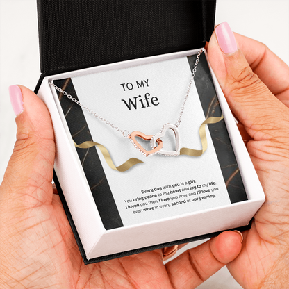 To My Wife | Every Day With You Is a Gift | Interlocking Hearts Necklace