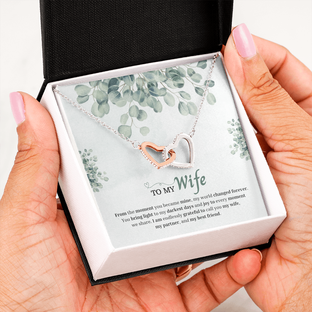 To My Wife | You Changed My World Forever | Interlocking Hearts Necklace