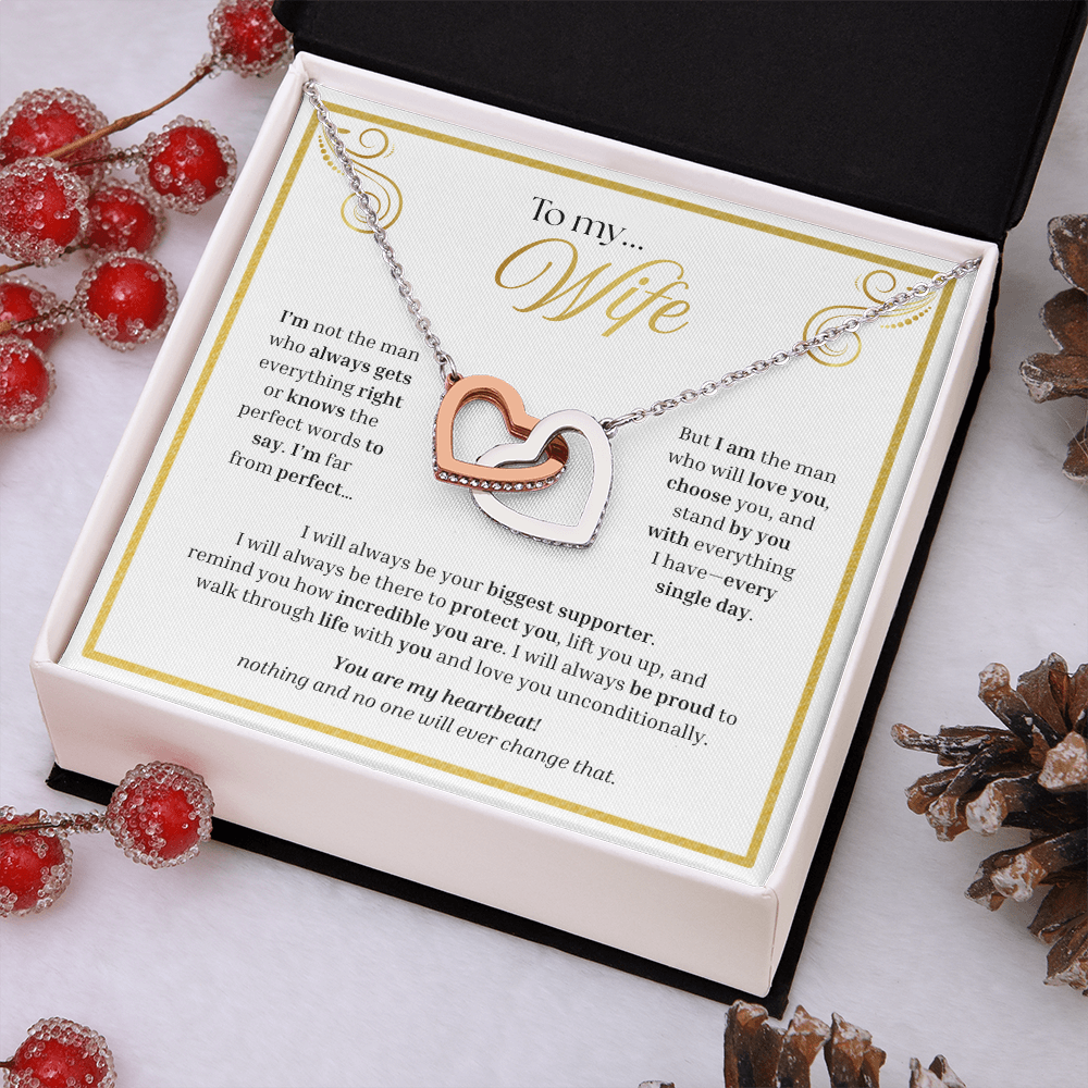 To My Wife | My Unconditional Love for You | Interlocking Hearts Necklace