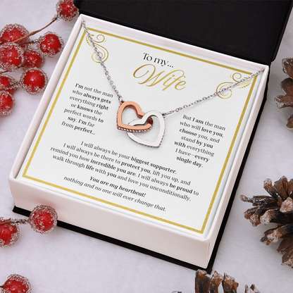 To My Wife | My Unconditional Love for You | Interlocking Hearts Necklace