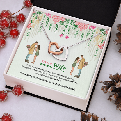 To My Wife | Our Unbreakable Bond | Interlocking Hearts Necklace
