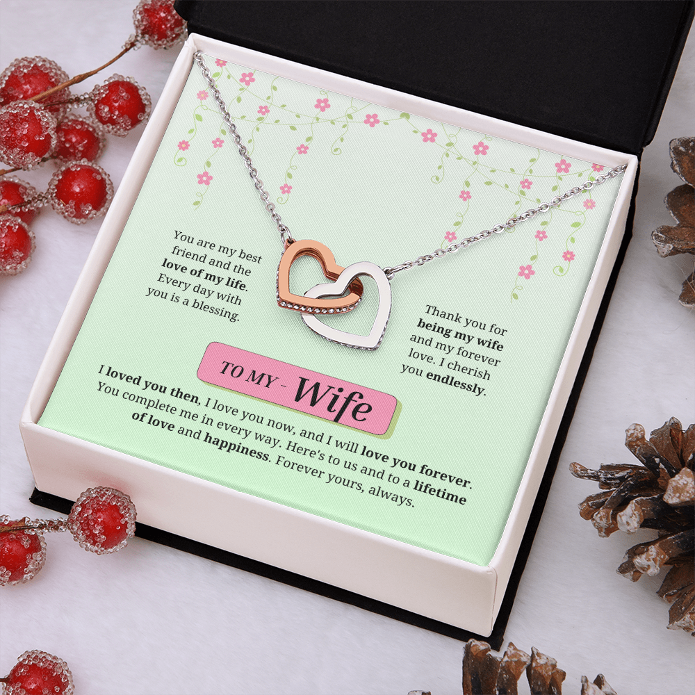 To My Wife | Loved You Then, Love You Forever | Interlocking Hearts Necklace