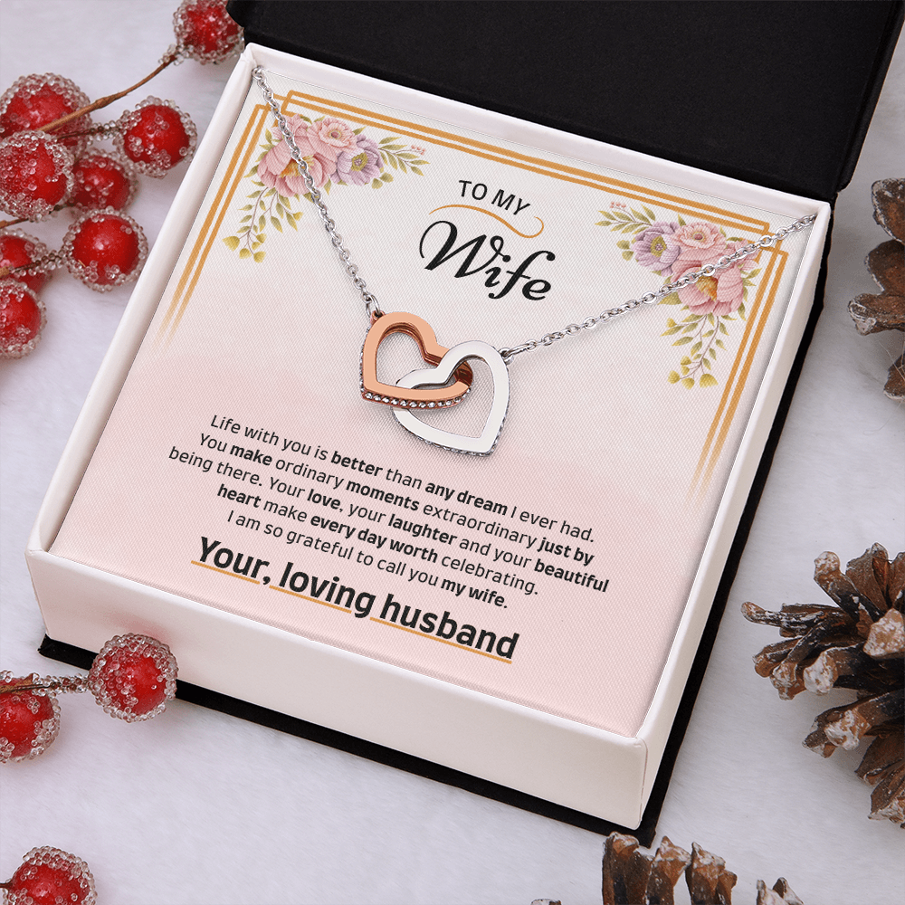 To My Wife | Grateful to Call You Mine | Interlocking Hearts Necklace