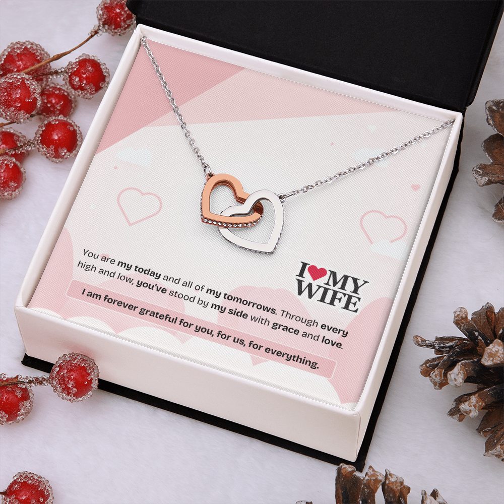 To My Wife | My Heart, My Strength, My Forever | Interlocking Hearts Necklace