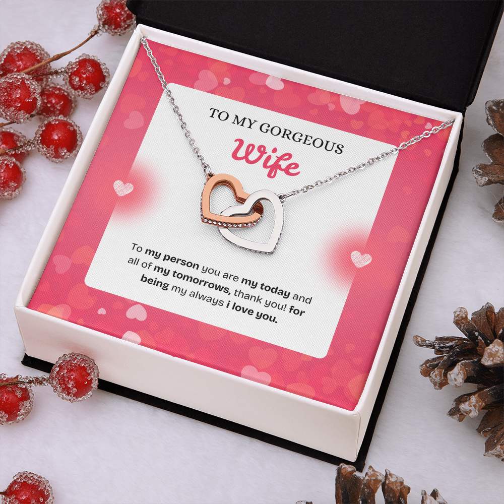 To My Wife | Thank You for Being My Forever | Interlocking Hearts Necklace